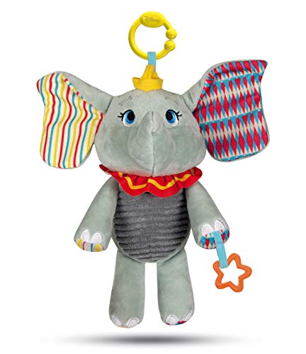 Clementoni-17297 - Dumbo, peluche texturas - peluche Disney para bebés a partir de 6 meses