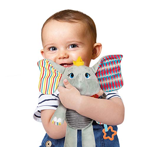 Clementoni-17297 - Dumbo, peluche texturas - peluche Disney para bebés a partir de 6 meses