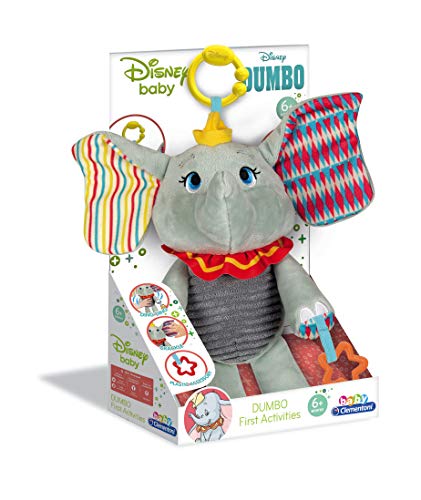 Clementoni-17297 - Dumbo, peluche texturas - peluche Disney para bebés a partir de 6 meses