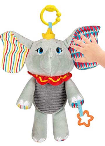 Clementoni-17297 - Dumbo, peluche texturas - peluche Disney para bebés a partir de 6 meses