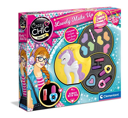 Clementoni- Crazy Chic Lovely Make Up Unicorn Set de Maquillaje para niños, a Partir de 6 años (18643)