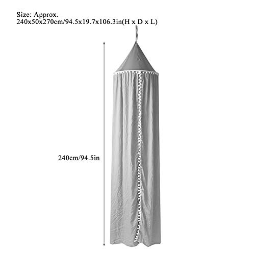 CLOUSEN Toldo de Cama para niñas, niños, Princesa, Domo Redondo, mosquitera de ensueño, Ropa de Cama, habitación de niñas, Castillo, Tienda de campaña, decoración de la casa, toldos de Lectura(Gris)