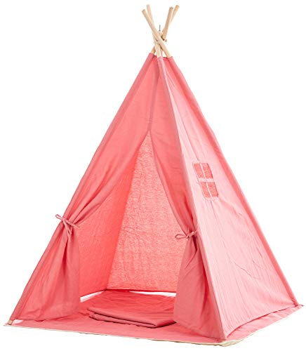 CLP Tipi Infantil Esna con Alfombra I Tienda para Niños con Ventana I Carpa Tienda Campaña Infantil Montaje Fácil, Color:Fucsia