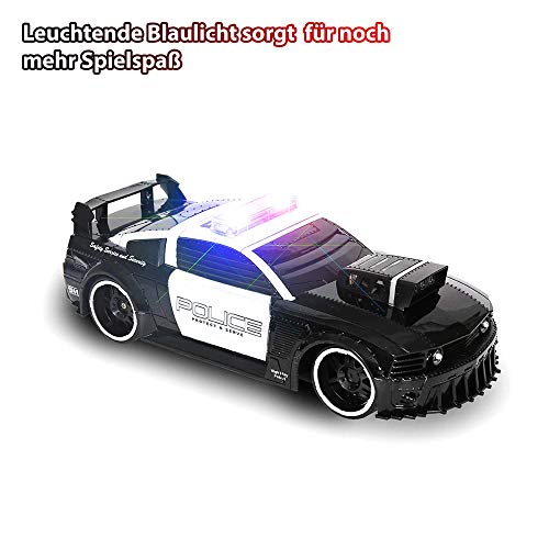 Coche de policía teledirigido de U.S Police Design con luz y sirena, incluye control remoto