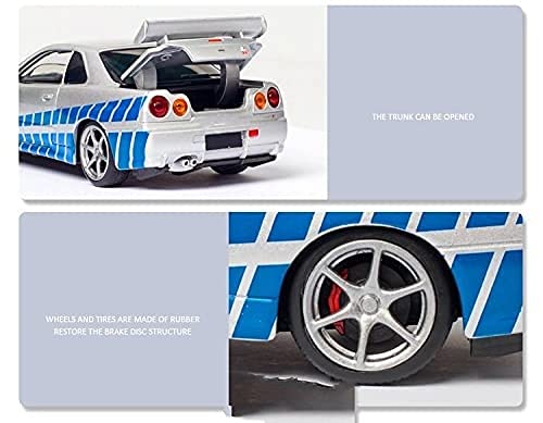 Coche Juguete para Niños 1:32 Simulación Diecasts Metal Toy Toy Car Modelo para Nissan para Skyline para Ares GTR R34 Pull Back Toy Vehicles Colección Niños Juguetes Modelo Coche Aleación