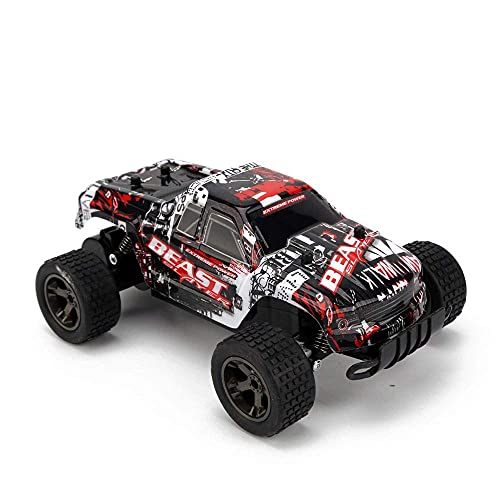 Coche RC 2.4G Drift Climbing Coche de Control Remoto Todo Terreno Vehículo RC Todoterreno de Alta Velocidad Bigfoot Monster RC Truck Anti-colisión y Anti-caída, para niños y niñas (Color: Red)