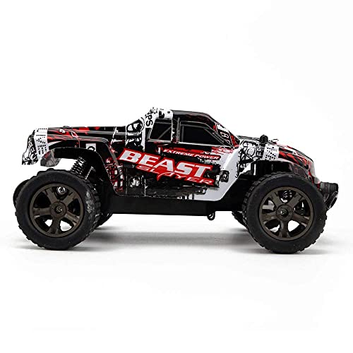 Coche RC 2.4G Drift Climbing Coche de Control Remoto Todo Terreno Vehículo RC Todoterreno de Alta Velocidad Bigfoot Monster RC Truck Anti-colisión y Anti-caída, para niños y niñas (Color: Red)