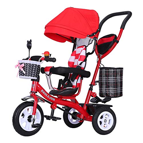 Cochecito De Bebé Carrito De Bebé Asiento Giratorio con Baranda Triciclo 1-2-3-6 Años Aumentar La Canasta De Almacenamiento (Color : Gray)