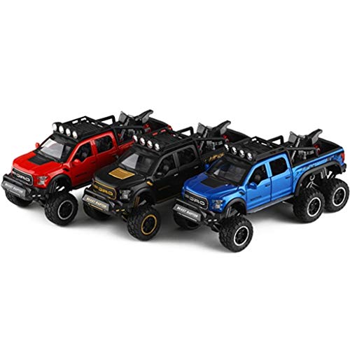 Coches 1:24 Modelo de Coche/Compatible con Ford F150 Raptor Modificado 6X6 Todo Terreno Pickup Truck/Simulación de aleación Modelo de Coche de fundición a presión de Coches 6 Puerta con la motocic