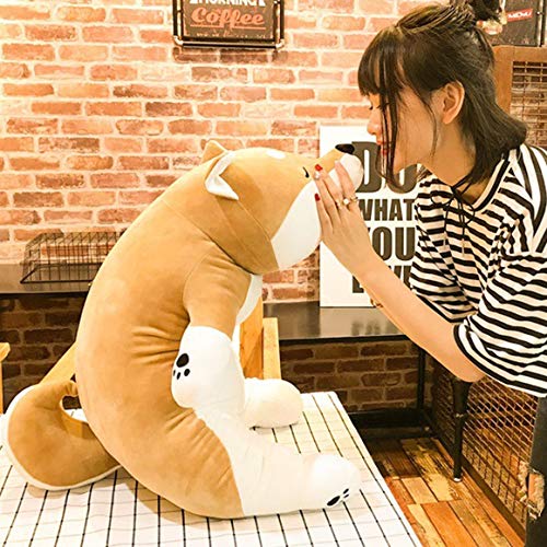 Cojín, algodón, peluche, perro de peluche, juguete grande, Shiba Inu, muñeco de perro, edredón, muñeco, animal encantador, regalo de cumpleaños para niños, almohada de felpa Corgi (beige, amarillo)