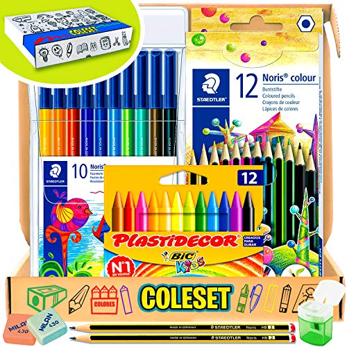 Coleset Pack Material Escolar Primaria Set Vuelta al Cole Kit Escolar Infantil Lote Materiales Escolares Kawaii Material Colegio Papeleria Bonito Utiles Escolares Barato Completo Sets Colores niños