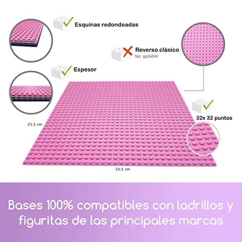 Colifree - 4 Bases compatibles con Piezas Sueltas Classic, la Caja Incluye ladrillo Separador. Creativo, Juego de construccion