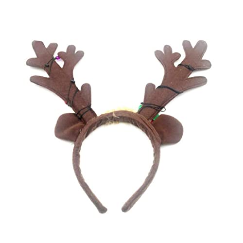 COLiJOL Navidad Headband Reno Luz de Reno Up Diadema Luminosa Flash Hoot Hoop Headwee para Niños Adulto Partido Traje Decoración de Navidad Marrón con Luz