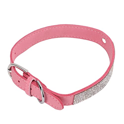 Collar para Mascotas con Diamantes de Imitación Brillante, Cómoda de Diamantes, Collar de Perro, Gamuza, Microfibra, Elástico Brillante para Perros Y Gatos(Estilo de Corona: Rosa, S)