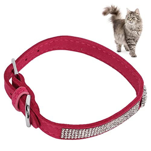 Collar para Mascotas de Diamantes de Imitación Brillante, Collar de Perro de Diamantes de Imitación de Cómodo Y Ajustable Brillante con Hebilla de Metal para(Estilo de la Corona: Rosa roja, L)