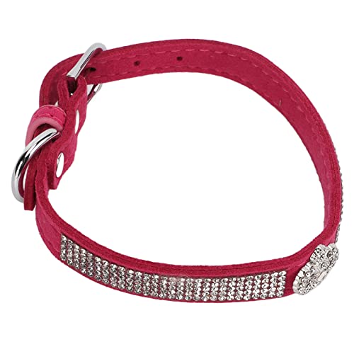 Collar para Mascotas de Diamantes de Imitación Brillante, Collar de Perro de Diamantes de Imitación de Cómodo Y Ajustable Brillante con Hebilla de Metal para(Estilo de la Corona: Rosa roja, L)