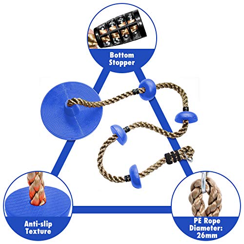 Columpio Jardin Exterior, Cuerda de Escalada y Columpio para Niños, Longitud 2 m y Carga 200 kg, con Nudos, Soporte para Pies, Columpio de Escalada para Exteriores, Interiores, Patio, Parque de Juegos