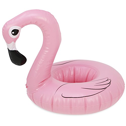 com-four® 4X portavasos Inflable para la Piscina - Soporte para latas Flamingo Flotante - Juguetes para la Piscina - Nevera de Bebidas - Ø 18 cm (04 Piezas - Flamingo Ø 18 cm)