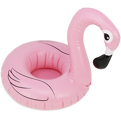 com-four® 4X portavasos Inflable para la Piscina - Soporte para latas Flamingo Flotante - Juguetes para la Piscina - Nevera de Bebidas - Ø 18 cm (04 Piezas - Flamingo Ø 18 cm)