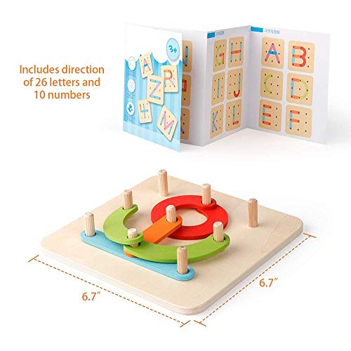 Coogam Números de Madera y Letras Kit de Construcción Forma de Juguete Educativo Montessori Reconocimiento de Color Número de Juego Tablero de Clasificación para Niños