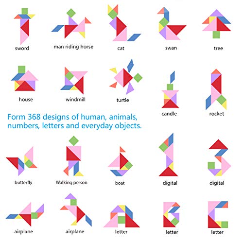 Coogam  Rompecabezas de Tangram de Viaje con 2 Juegos de Placa magnética La Carretera Trip Tangoes  Juegos con solución 1375/5000 IQ Book Regalo Educativo del Enigma del Juguete