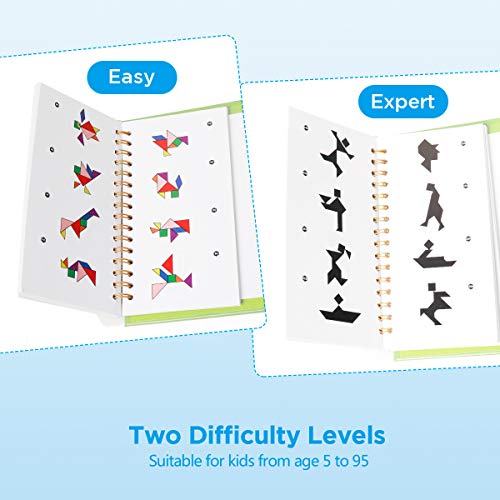 Coogam  Rompecabezas de Tangram de Viaje con 2 Juegos de Placa magnética La Carretera Trip Tangoes  Juegos con solución 1375/5000 IQ Book Regalo Educativo del Enigma del Juguete