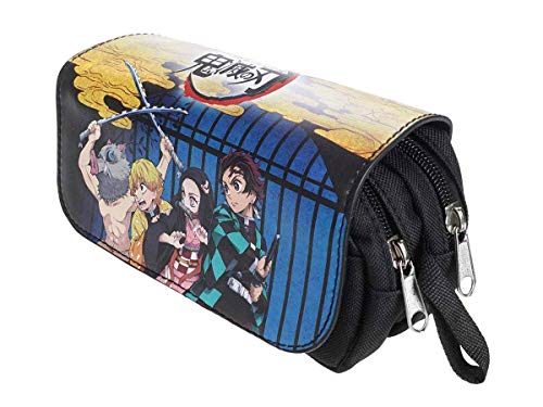 CoolChange Estuche de Kimetsu no Yaiba | Estuche de Demon Slayer con Solapa de Cuero PU | Negro