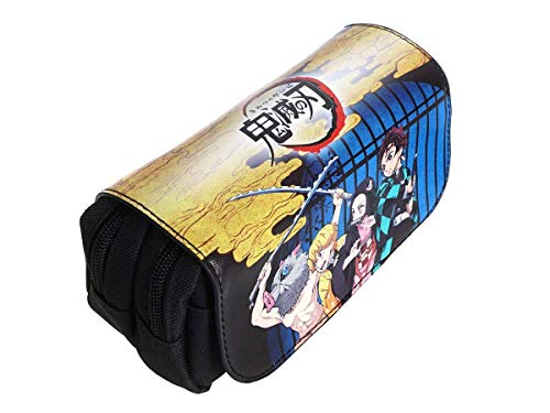 CoolChange Estuche de Kimetsu no Yaiba | Estuche de Demon Slayer con Solapa de Cuero PU | Negro