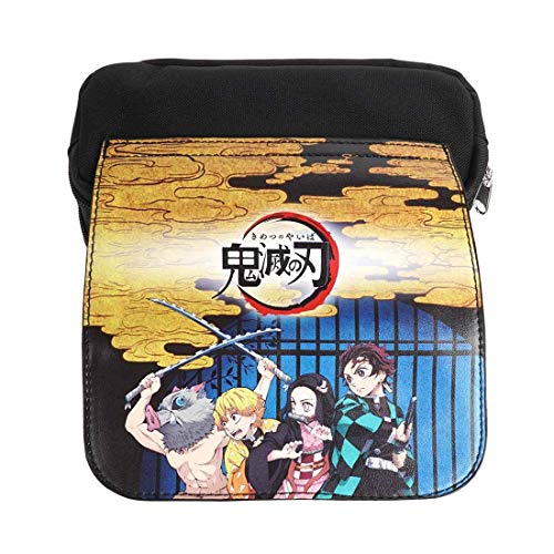 CoolChange Estuche de Kimetsu no Yaiba | Estuche de Demon Slayer con Solapa de Cuero PU | Negro