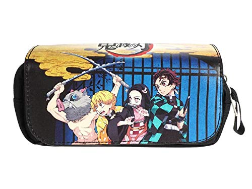 CoolChange Estuche de Kimetsu no Yaiba | Estuche de Demon Slayer con Solapa de Cuero PU | Negro