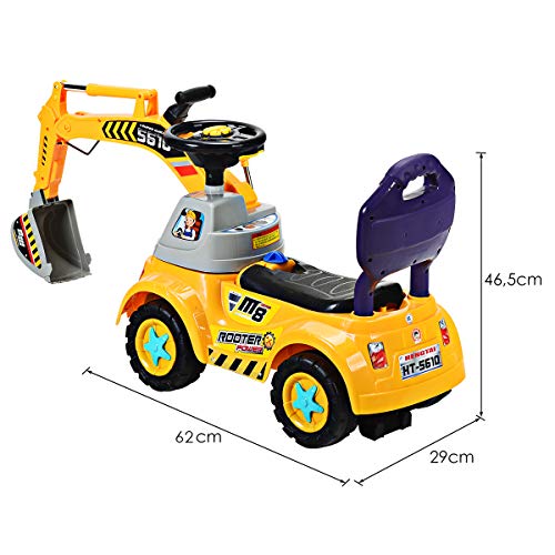 COSTWAY Excavadora con Pala y Asiento para Niños Vehículo de Construcción Toy Coche Juguete Grande para Playa