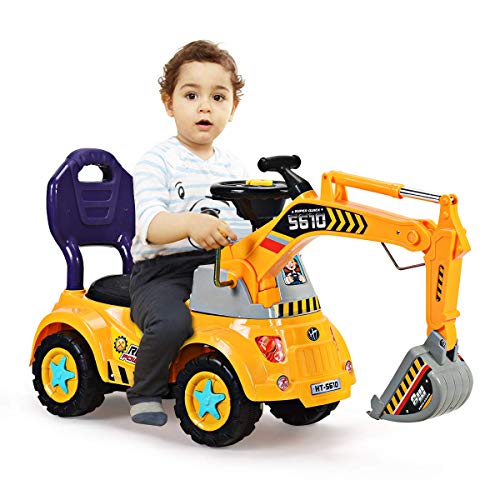 COSTWAY Excavadora con Pala y Asiento para Niños Vehículo de Construcción Toy Coche Juguete Grande para Playa