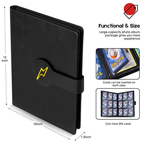 Cpano Card Holder Book Estuche para Pokemon Trading Carsd/Yugioh Cards, Tiene Capacidad para hasta 396 Tarjetas. Carpeta de álbum de Titular Compatible con 22 páginas Premium de 18 Bolsillos (Negro)