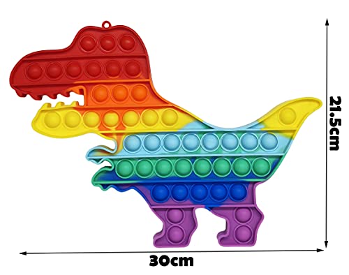 CRAZYCHIC - Pop It Gigante XXL Fidget Toys - Popit Grande Push Bubble Juguetes Niños Barato - Juegos Antiestres Enorme Hijos Adultos - Burbujas Multicolor Arco Iris Regalo Niño Niña - Dinosaurio Dino