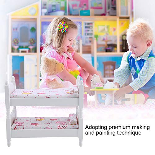 Cryfokt Muebles para muñecas Literas de Madera, 1:12 Muñeca Doble Litera Muñeca Cuna Casa de muñecas Mini Muebles Modelo de Dormitorio para niños para niños(Guantes Rosas)