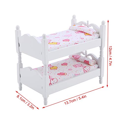 Cryfokt Muebles para muñecas Literas de Madera, 1:12 Muñeca Doble Litera Muñeca Cuna Casa de muñecas Mini Muebles Modelo de Dormitorio para niños para niños(Guantes Rosas)