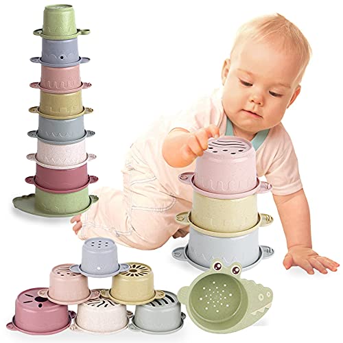 Cubos Apilables Bebés 6 Meses +,Juguete para Bebé 8 PCS,Juguete de Taza Apilable, Juguetes Playa Bebes,Juguetes Bebe Educativos para Niños y Niñas