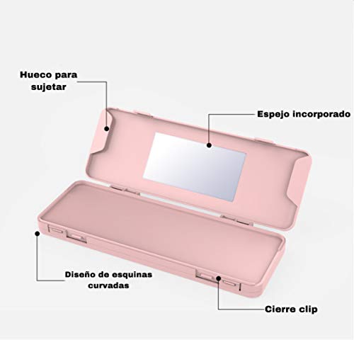 Cussi MaskCase-pack de 2 estuches rectangulares para mascarilla (BLANCO, ROSA)