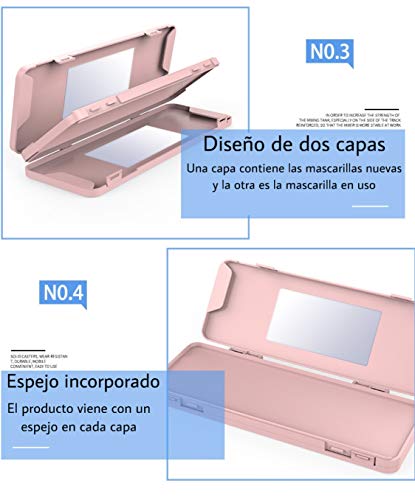 Cussi MaskCase-pack de 2 estuches rectangulares para mascarilla (BLANCO, ROSA)