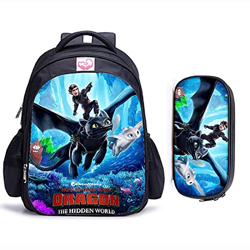 Cvxgdsfg 16 pulgadas Cómo entrenar a tu dragón ortopédicos bolsos de escuela de los niños mochila niños y niñas los niños del bolso de escuela (Color : 2pcs B)