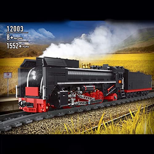 Cxcdxd 1552 Bloques de sujeción Tren de Ciudad a Control Remoto con riel, Kit de Modelo de Locomotora de Vapor, Modelo de Tren de Invierno Compatible con Juguetes de Lego para niños y Adultos A,