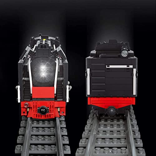 Cxcdxd 1552 Bloques de sujeción Tren de Ciudad a Control Remoto con riel, Kit de Modelo de Locomotora de Vapor, Modelo de Tren de Invierno Compatible con Juguetes de Lego para niños y Adultos A,