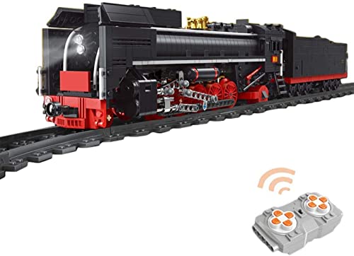 Cxcdxd 1552 Bloques de sujeción Tren de Ciudad a Control Remoto con riel, Kit de Modelo de Locomotora de Vapor, Modelo de Tren de Invierno Compatible con Juguetes de Lego para niños y Adultos A,