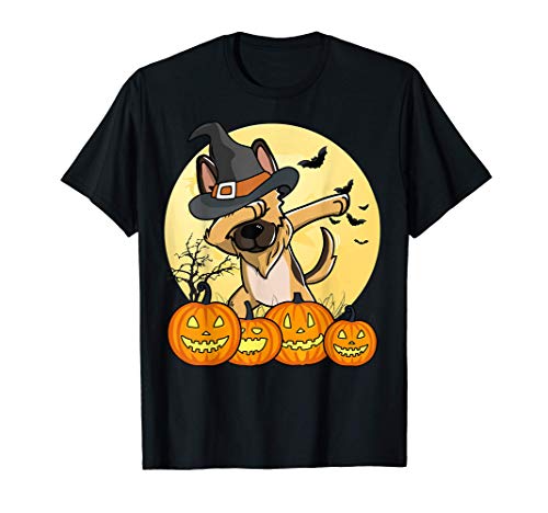 Dabbing Pastor Alemán Halloween Perro Camiseta