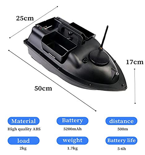 DBMGB Barcos Cebador Inteligente, Barco Cebador Carpfishing GPS, Barco de Cebo de Pesca Crucero Automático de Control Remoto de 500 M, Robusto y Impermeable, Batería de 5200 MAh, Carga 2kg