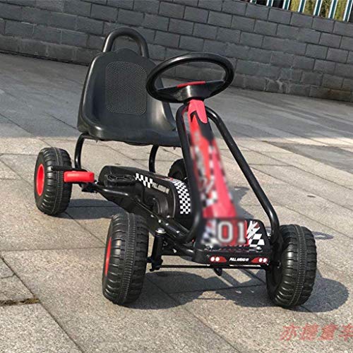 De los niños en Las Cuatro Ruedas Karting del Pedal del Juguete Bicicleta estática Resistente al Desgaste Antideslizante Inflable de la Rueda Manual de Frenos (Color : Black, Size : 90 * 51 * 54cm)