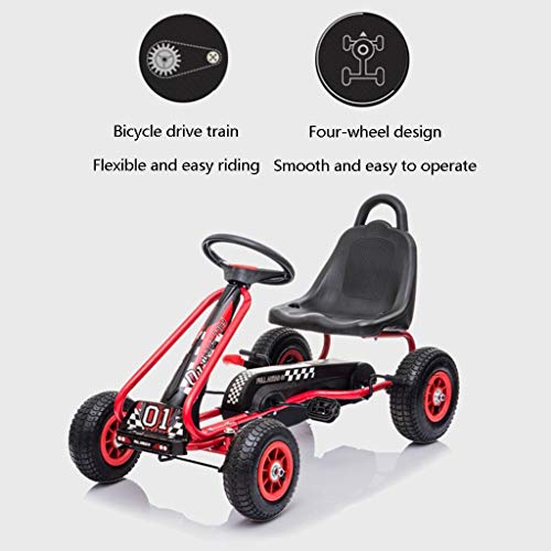 De los niños en Las Cuatro Ruedas Karting del Pedal del Juguete Bicicleta estática Resistente al Desgaste Antideslizante Inflable de la Rueda Manual de Frenos (Color : Black, Size : 90 * 51 * 54cm)