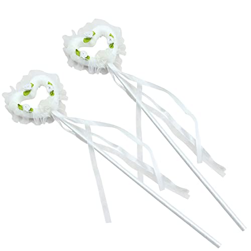 Decoración De Boda Varitas Mágicas - 10 Pcs Blancas Varitas Con Corazón, Serpentinas, Pequeñas Decoraciones De Flores, Regalos Para Bodas, Fiestas de Cumpleaños, Actividades De Vacaciones