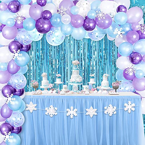 Decoración de fiesta congelada, globos de helados, kit de arca de helados, lila, azul, blanco, lila claro, perla, globos de látex, copos de nieve, decoración para bodas, cumpleaños, baby shower