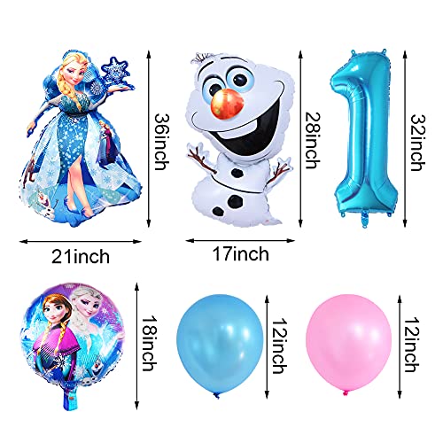 Decoracion Fiesta Frozen, Globos para Fiestas de Niños Decoraciones Fiesta Cumpleaños Copo Nieve con Happy Birthday Bandera para Cumpleaños, Baby Shower